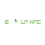 A sleek logo for Golf NFC on a black background, featuring a gray golf ball with a green Wi-Fi signal icon, the text 'LOST CLUB PREVENTION' in white, 'LF NFC' in green, and 'ESTD 2024' in white below